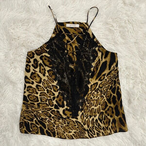 WAYF leopard print  sleeveless blouse lace up size xs